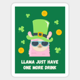 Llama Just Have One More Drink St. Patrick's Day Sticker